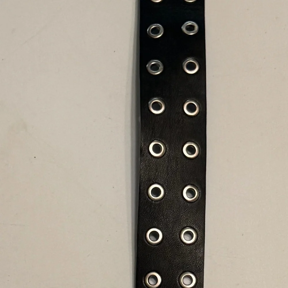 Girls 34 Inch Adjustable Black Grommet Belt Modern Garage Grunge Punk Emo Belt